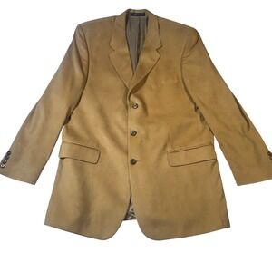 Brandini Mens 44T Camel Tan Microfiber 3-Button Blazer Sport Coat Made in Canada